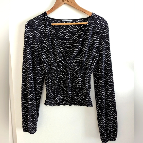 Zara Polka Dot V Neck Blouse - Picture 1 of 1